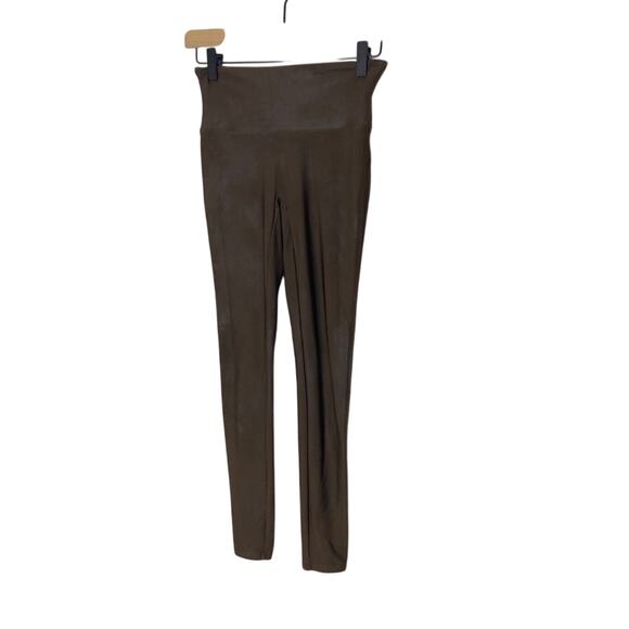 Spanx Brown Faux Leather  Brown Mute Women's XS Leggings - Picture 1 of 8
